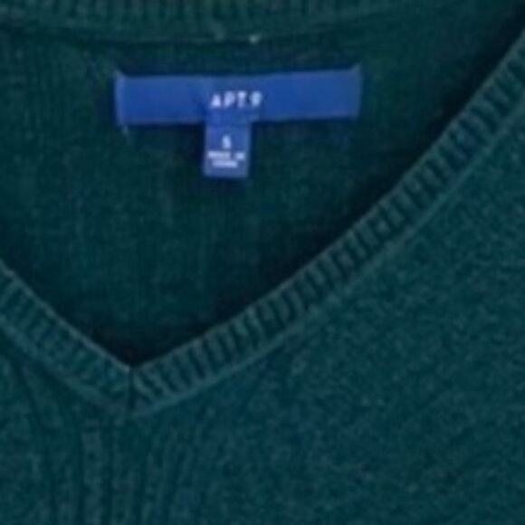 Apt. 9 V-neck Sweater Ribbed Sparkle Cable Knit Long Sleeve green Size Small - Picture 4 of 8